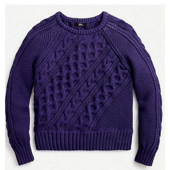 J. Crew Dark Blue Diagonal Cable Knit Sweater Size 2X - Picture 1 of 7
